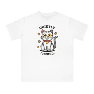 Cat Quietly Judging Tee - Soft Cotton Comfort - Dipaliz - White / s - T-shirts
