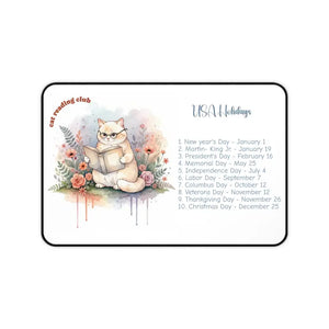 Cat Reading Desk Mat - Usa Holidays Calendar Mousepad - Dipaliz - Computer Accessories