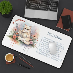 Cat Reading Desk Mat - Usa Holidays Calendar Mousepad - Dipaliz - Computer Accessories