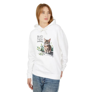 Smiling Cat Lover Lightweight Hoodie - Soft Morning Wear - Dipaliz - Hoodies