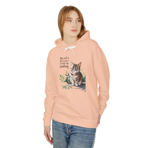 Smiling Cat Lover Lightweight Hoodie - Soft Morning Wear - Dipaliz - Hoodies