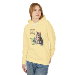Smiling Cat Lover Lightweight Hoodie - Soft Morning Wear - Dipaliz - Hoodies