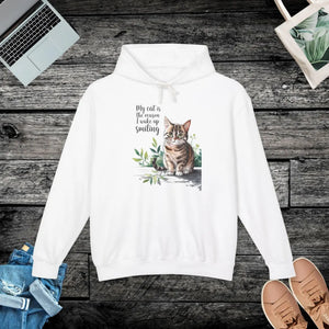 Smiling Cat Lover Lightweight Hoodie - Soft Morning Wear - Dipaliz - Hoodies