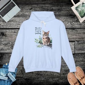 Smiling Cat Lover Lightweight Hoodie - Soft Morning Wear - Dipaliz - Hoodies