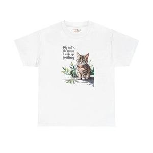 Smiling Cat Lovers Heavy Cotton Tee - Unisex Design - Dipaliz - T-shirts