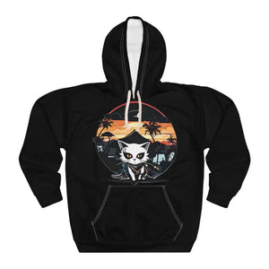 Unisex Pullover Hoodie - Retro Cat Samurai Aop Style - Dipaliz - s - Clothing