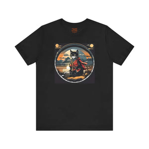 Cat Samurai Short Sleeve Tee Japanese Sunset Jersey - Dipaliz - T-shirts