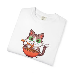 Relaxed Cat Slurping Noodles Tee - Cozy Cotton - Dipaliz - T-shirts