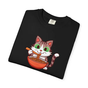 Relaxed Cat Slurping Noodles Tee - Cozy Cotton - Dipaliz - T-shirts