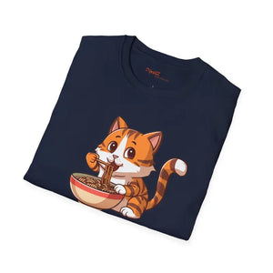 Noodle-slurping Cat Tee - Purrrfectly Durable Unisex - Dipaliz - T-shirts