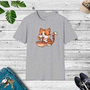 Noodle-slurping Cat Tee - Purrrfectly Durable Unisex - Dipaliz - Sport Grey / s - T-shirts