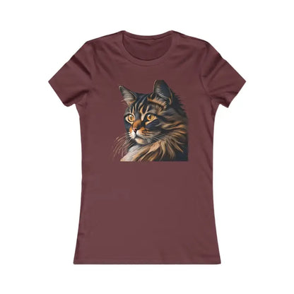 Elevate your Wardrobe with our Comfy Women’s Cat Favorite Tee - l / Maroon T-shirt