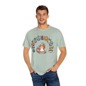 Whimsical Cat Yoga Lovers Unisex Garment-dyed T-shirt - Dipaliz - T-shirts