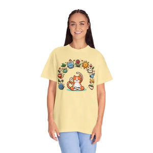 Cat Yoga Lovers Whimsical Pet Tee Unisex Garment-dyed T-shirt Dipaliz - T-shirts