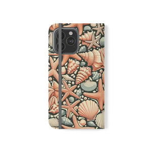 Samsung Galaxy Flip Cases Sea Shells Ocean Wave Design - Dipaliz - Iphone 13 Pro Max - Mobile Phone