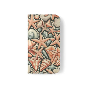 Samsung Galaxy Flip Cases Sea Shells Ocean Wave Design - Dipaliz - Mobile Phone