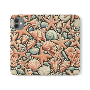 Samsung Galaxy Flip Cases Sea Shells Ocean Wave Design - Dipaliz - Mobile Phone