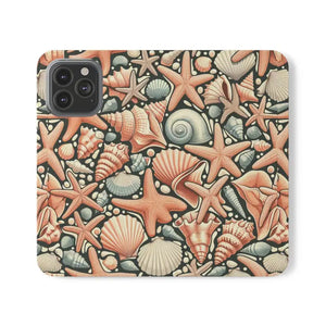 Samsung Galaxy Flip Cases Sea Shells Ocean Wave Design - Dipaliz - Mobile Phone