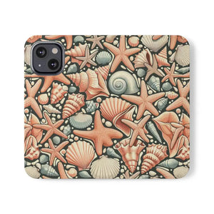Samsung Galaxy Flip Cases Sea Shells Ocean Wave Design - Dipaliz - Mobile Phone