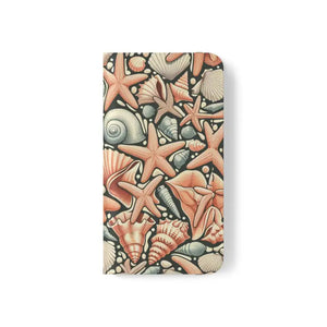 Samsung Galaxy Flip Cases Sea Shells Ocean Wave Design - Dipaliz - Mobile Phone