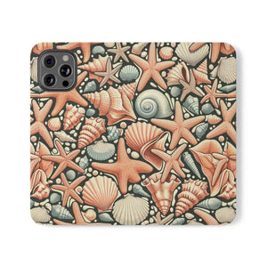 Samsung Galaxy Flip Cases Sea Shells Ocean Wave Design - Dipaliz - Mobile Phone