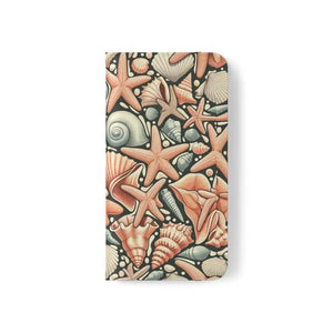 Samsung Galaxy Flip Cases Sea Shells Ocean Wave Design - Dipaliz - Mobile Phone