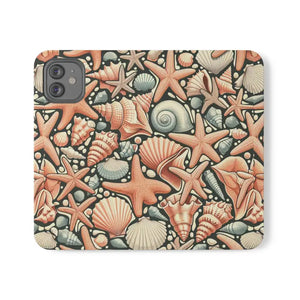 Samsung Galaxy Flip Cases Sea Shells Ocean Wave Design - Dipaliz - Mobile Phone