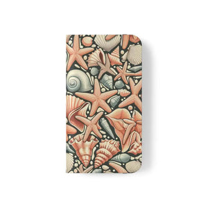 Samsung Galaxy Flip Cases Sea Shells Ocean Wave Design - Dipaliz - Mobile Phone