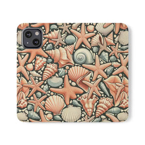 Samsung Galaxy Flip Cases Sea Shells Ocean Wave Design - Dipaliz - Mobile Phone