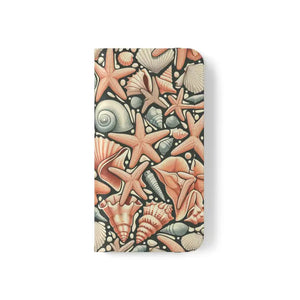Samsung Galaxy Flip Cases Sea Shells Ocean Wave Design - Dipaliz - Mobile Phone