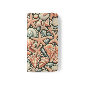 Samsung Galaxy Flip Cases Sea Shells Ocean Wave Design - Dipaliz - Mobile Phone