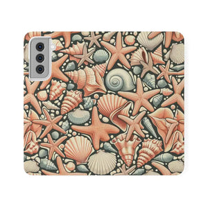 Samsung Galaxy Flip Cases Sea Shells Ocean Wave Design - Dipaliz - Mobile Phone