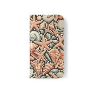 Samsung Galaxy Flip Cases Sea Shells Ocean Wave Design - Dipaliz - Mobile Phone