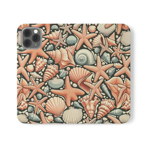 Samsung Galaxy Flip Cases Sea Shells Ocean Wave Design - Dipaliz - Mobile Phone