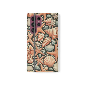 Samsung Galaxy Flip Cases Sea Shells Ocean Wave Design - Dipaliz - S22 Ultra - Mobile Phone