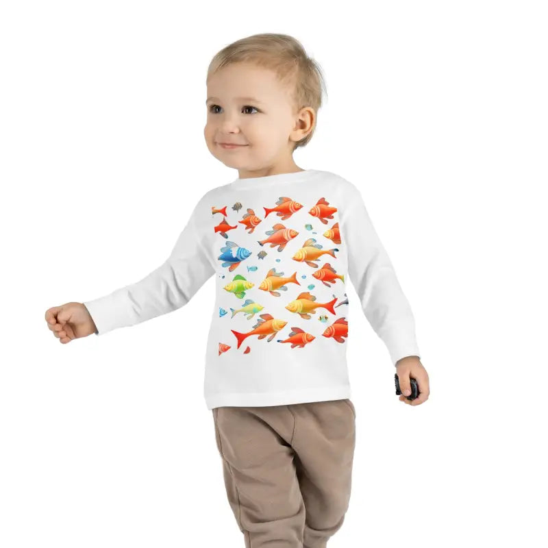 Catch Waves with Rainbow Fish Toddler Long Sleeve Tee - Kids Clothes