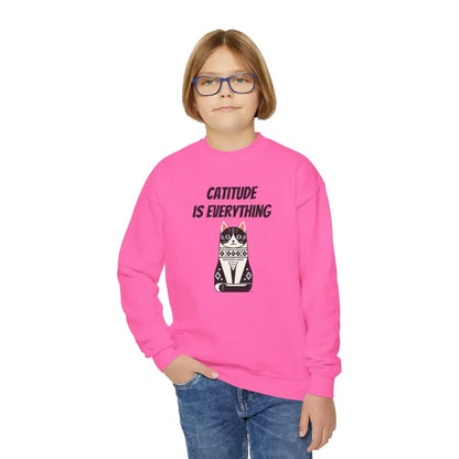 Catitude Youth Crewneck for Purrfect Comfort - Kids Clothes