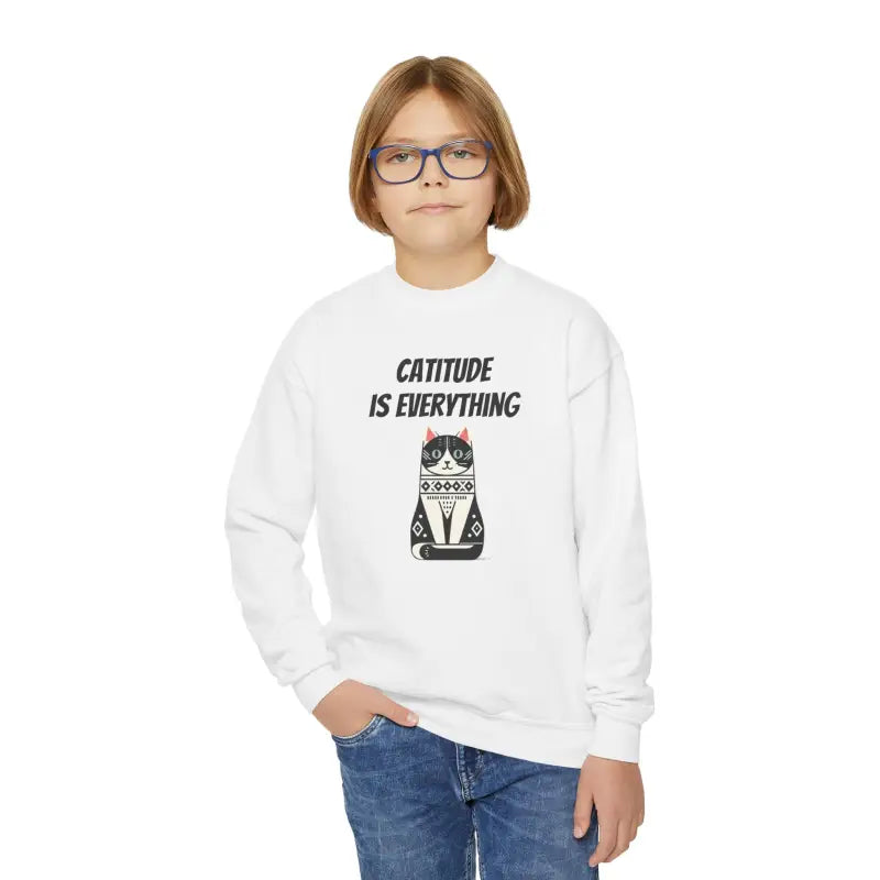 Catitude Youth Crewneck for Purrfect Comfort - Kids Clothes