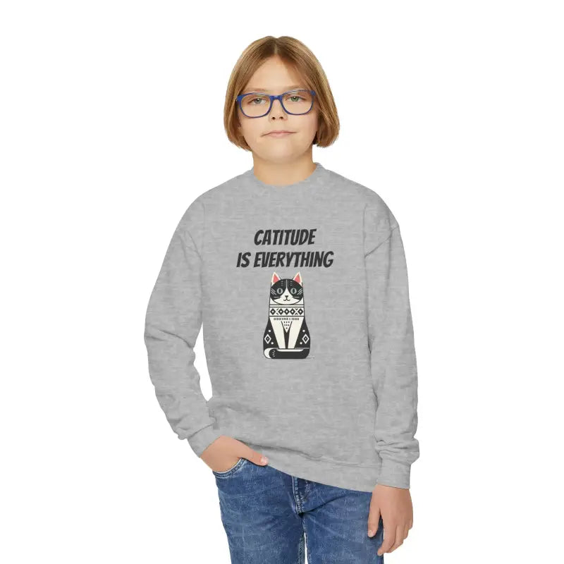 Catitude Youth Crewneck for Purrfect Comfort - Kids Clothes