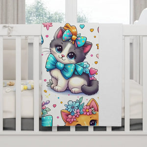 Cozy Cats Fleece Baby Blanket - Kittens Design Soft Comfort - Dipaliz - 30’’ × 40’’ / White - Home Decor