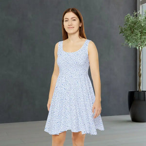 All Over Prints - Skater Dress - Capri Blue Nauticl Pattern Print - Dipaliz Xs