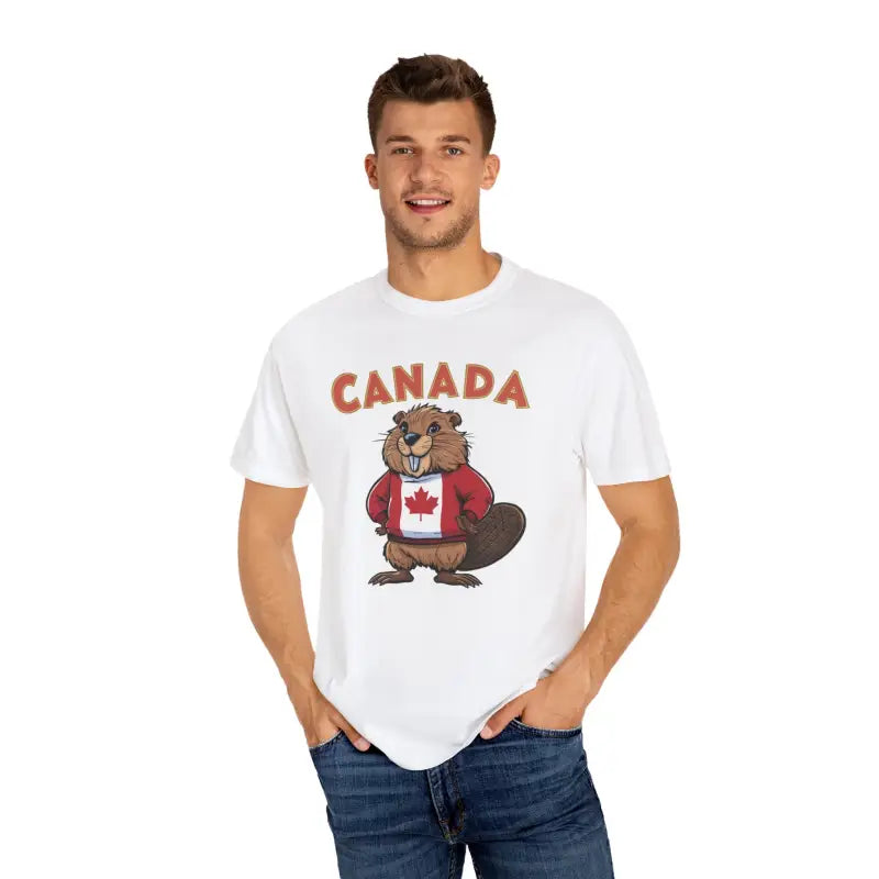 Celebrate Canada Day in Style with Comfy Beaver T-shirt - White / s T-shirt