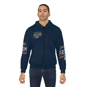 Juneteenth Unisex Zip Hoodie Freedom Day Black Zipper - Dipaliz - Hoodies