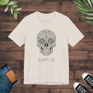 Cool Sugar Skull Jersey Short Sleeve Tee - Celebrate Life - Dipaliz - T-shirts