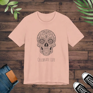 Cool Sugar Skull Jersey Short Sleeve Tee - Celebrate Life - Dipaliz - T-shirts