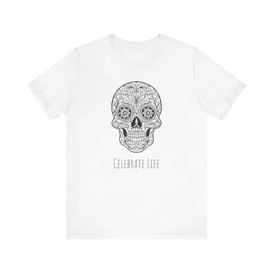 Cool Sugar Skull Jersey Short Sleeve Tee - Celebrate Life - Dipaliz - T-shirts
