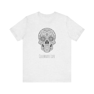 Cool Sugar Skull Jersey Short Sleeve Tee - Celebrate Life - Dipaliz - T-shirts