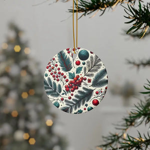 Spruce & Berries Ornaments Glossy Finish Ceramic Decor - Dipaliz - Circle / 1 Pc / one Size - Holiday