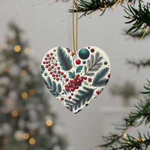 Spruce & Berries Ornaments Glossy Finish Ceramic Decor - Dipaliz - Heart / 3 Pcs / one Size - Holiday