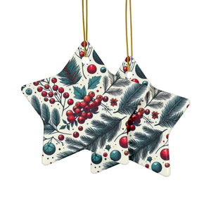 Spruce & Berries Ornaments Glossy Finish Ceramic Decor - Dipaliz - Holiday